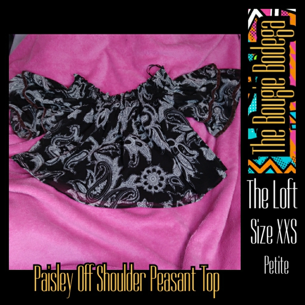Loft Off the shoulder Paisley Peasant Top